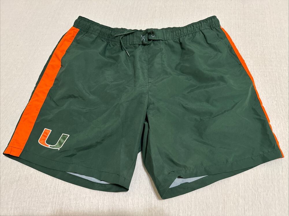 Miami Hurricanes Shorts Swim Trunks Mens 2XL Green NCAA Football G-III Sports